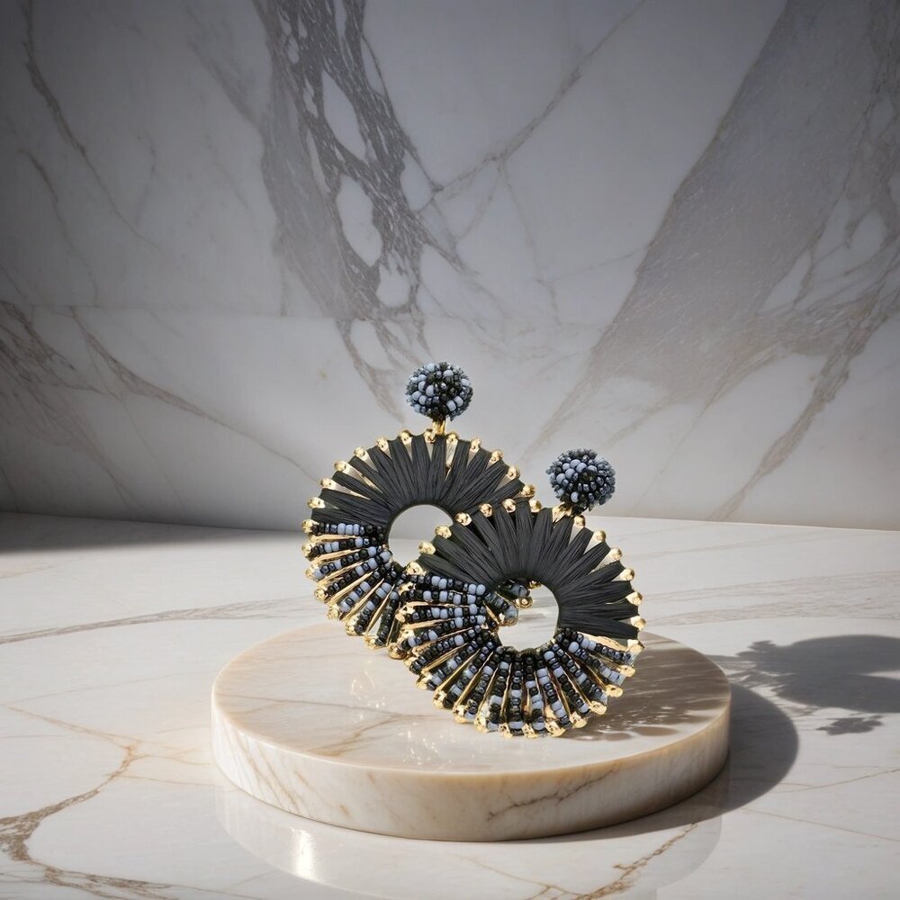 Artisan-Wrapped Seed Bead Earrings: Handcrafted Beauty - Picture 3 of 3